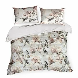 Design 91 Pościel z mikrofibry 220x200 Ariana biała beżowa szara liście D91 A - Pościel - miniaturka - grafika 1