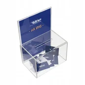 Wizytowniki - AKRYLOWY POJEMNIK NA DAROWIZNY Z SZUFLADĄ NA LIŚCIE PRZEZROCZYSTE - miniaturka - grafika 1