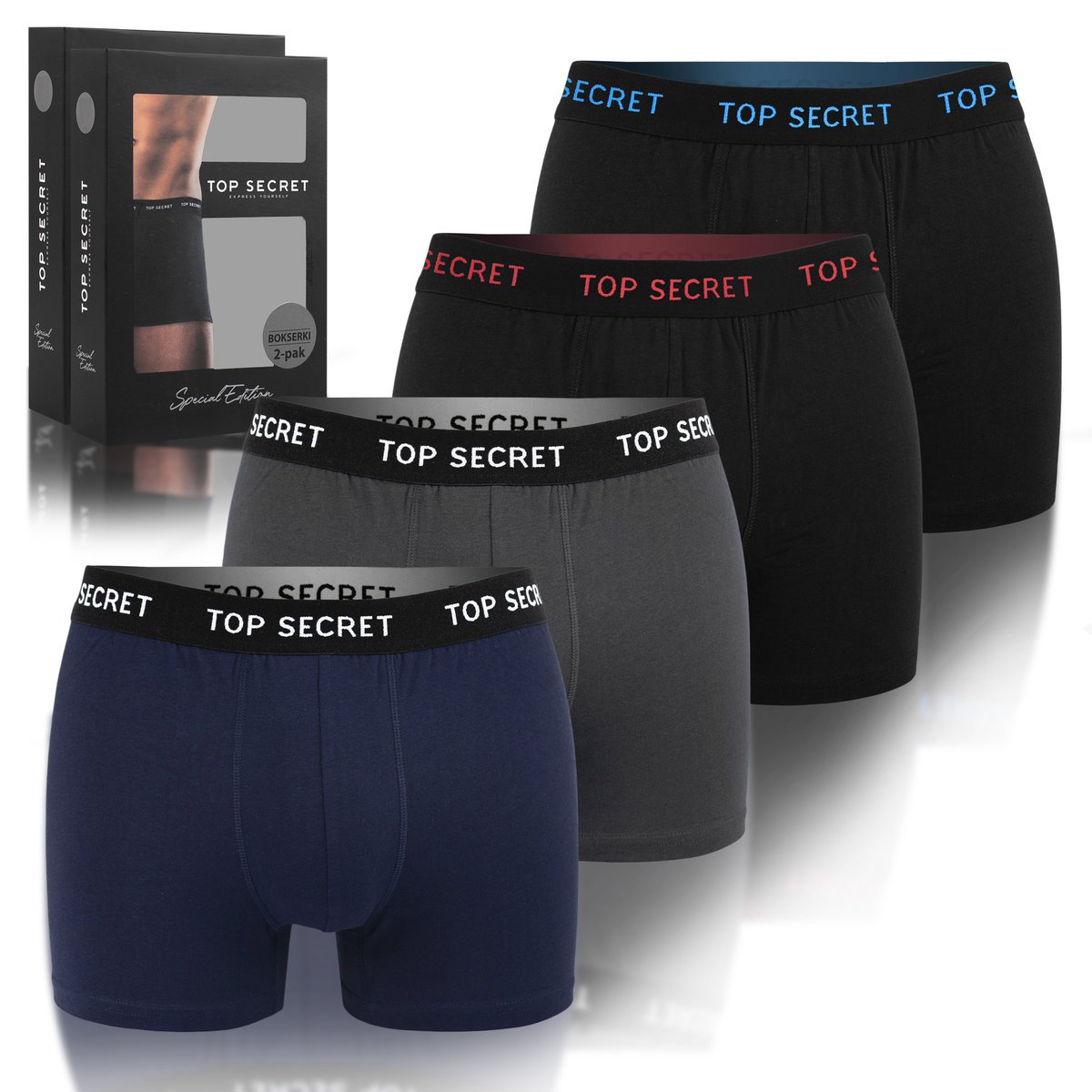 TOP SECRET Bokserki Męskie Bawełniane 4pak Rozmiar M