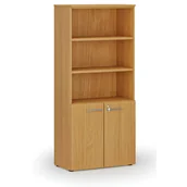 Szafy biurowe - Szafa biurowa kombinowana PRIMO WOOD, drzwi na 2 poziomach, 1781 x 800 x 420 mm, buk - miniaturka - grafika 1
