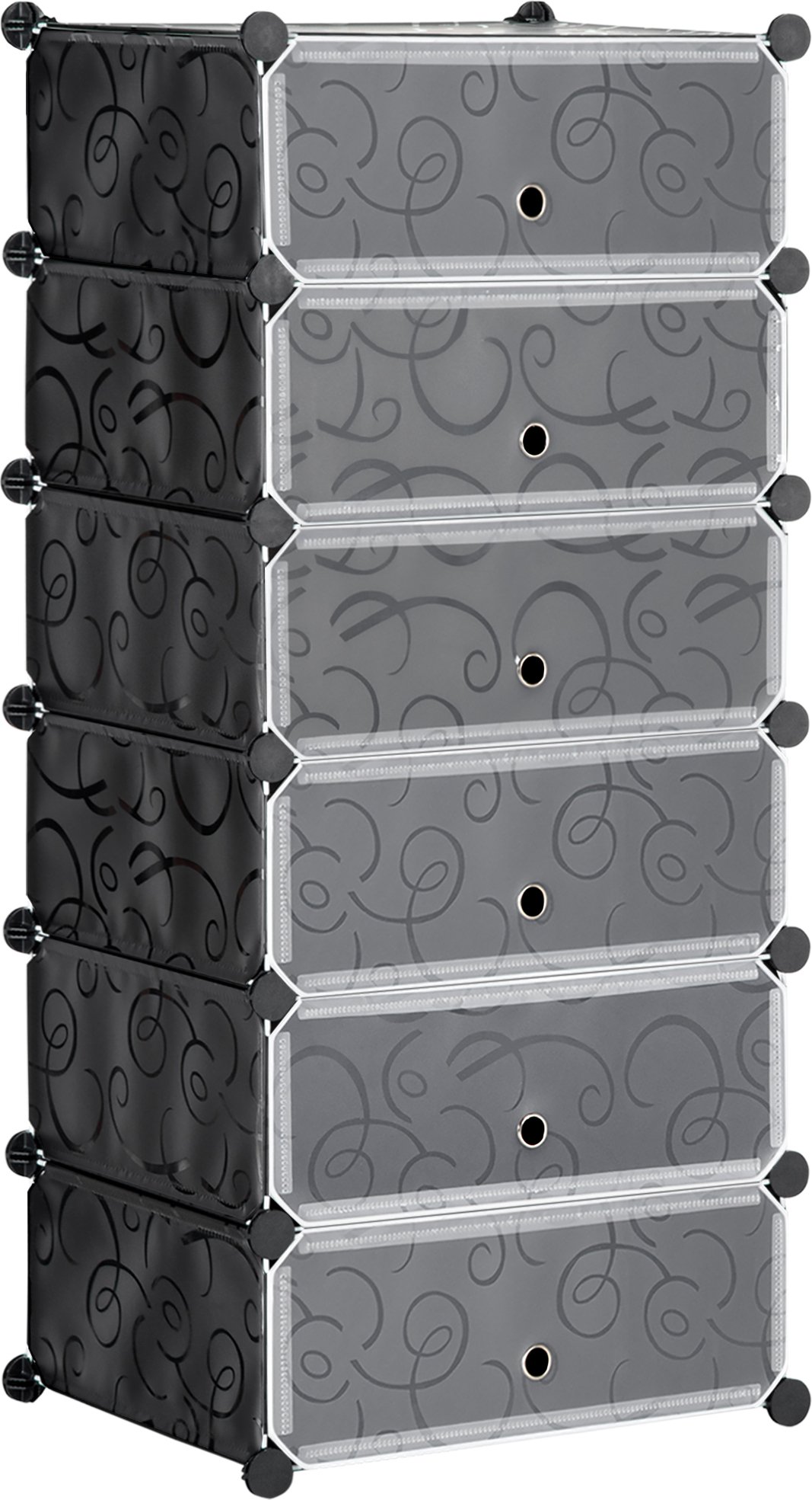 HOMCOM Stojak na buty Plastikowy stojak na 6 par butów Pudełko na buty do przedpokoju Stojak na buty DIY Przechowywanie butów Plastikowa stal Czarny + biały 49 x 36,5 x 108 cm