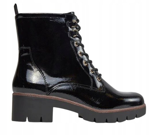 TAMARIS BOTKI DAMSKIE CZARNE LAKIEROWANE Z OCIEPLENIEM 40 JŁA