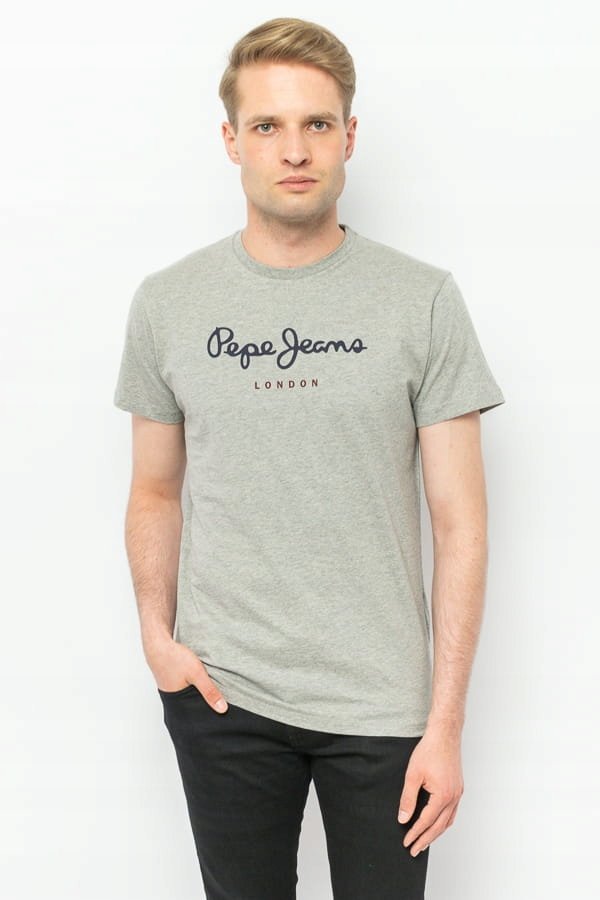 T-SHIRT MĘSKI PEPE JEANS PM508208 SZARY - M BAWEŁNIANA KOSZULKA NA CO DZIEŃ