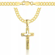 Łańcuszki - Złoty Łańcuszek Męski Pancerka 3,30 Pełny z Krzyżykiem pr 585 Grawer Gratis - miniaturka - grafika 1