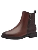 Botki damskie - Marco Tozzi Damskie botki Zip+Slip 2-25362-43 modne kozaki, Cognac Comb, 36 EU, Cognac Comb, 36 EU - miniaturka - grafika 1