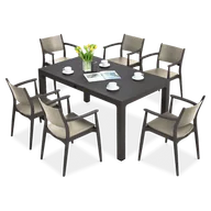 Meble ogrodowe - Meble jadalniane Novussi SEGINUS 6+1 Brown/Desert Brown - miniaturka - grafika 1