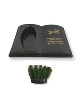 Dekoracje domu - CZARNA gładka z doniczką Napis ZŁOTY "Miłość nie kończy się u bram śmierci. Ty żyjesz w naszych sercach i pamięci." - miniaturka - grafika 1