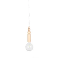 Lampy sufitowe - Drewniana lampa wisząca z koralikami Loft Rullo z przewodem w czarnym bawełnianym oplocie KOLOROWE KABLE - miniaturka - grafika 1