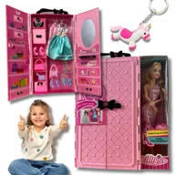 Domki dla lalek - LALKA ALICJA DOMEK DLA LALEK SZAFA GARDEROBA UBRANIA AKCESORIA + BRELOK - miniaturka - grafika 1