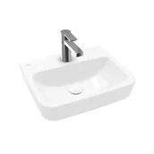 Umywalki - Villeroy & Boch O.novo Umywalka wisząca mała 45x37 cm z otworem na baterię bez przelewu weiss alpin 43444L01 - miniaturka - grafika 1