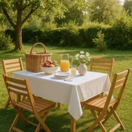 Obrusy i serwetki - Obrus plamoodporny i wodoodporny Gaia 140x200 cm - śnieżnobiały do ogrodu i na taras - miniaturka - grafika 1