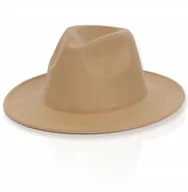 Czapki damskie - KAPELUSZ FILCOWY DAMSKI Klasyczny Beżowy - miniaturka - grafika 1