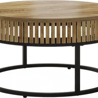 Ławy i stoliki kawowe - Tribesigns Okrągły stolik kawowy, 80 cm Stolik do salonu, Nowoczesny stolik kawowy z drewna, Industrialny stolik pomocniczy do salonu, Jasnobrązowy - miniaturka - grafika 1