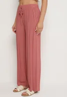 Spodnie damskie - Różowe Wiskozowe Spodnie o Szerokim Kroju z Wysokim Stanem Nairolla - miniaturka - grafika 1