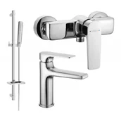 Baterie umywalkowe - Mexen Lynx DQ72 zestaw prysznicowy, chrom - miniaturka - grafika 1