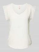 Bluzki damskie - Bluzka z krótkim rękawem o kroju comfort fit z czystej bawełny model ‘THYRA’ - miniaturka - grafika 1