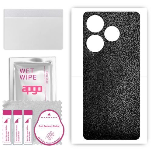 folia naklejka skórka strukturalna na TYŁ do Tecno Spark 20C - Skóra Czarna - apgo SKINS