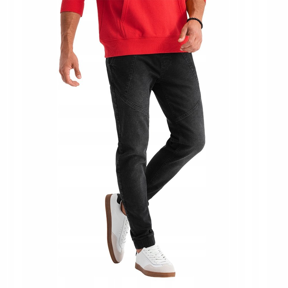 Męskie jeansowe joggery czarne V3 OM-PADJ-0165 S