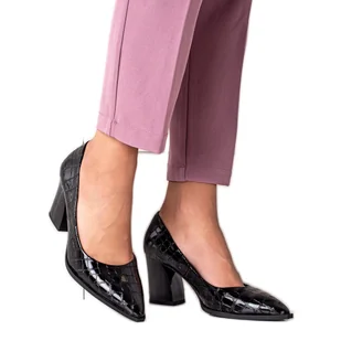 S. BARSKI Czółenka Z Eko Skóry S.BARSKI czarne - Czółenka - miniaturka - grafika 1