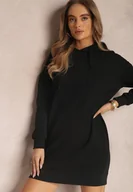 Bluzy damskie - Czarna Bluza Długa z Kapturem Posetrius - Renee - miniaturka - grafika 1