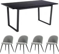 Stoły z krzesłami - Tilst zestaw do jadalni stół stół do jadalni czarny marmurowy nadruk 90x160 4 krzesła welur szary. - miniaturka - grafika 1