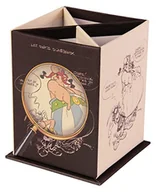 Ołówki - Clairefontaine 813031C, Prostokątny Przybornik na Długopisy i Ołówki Asterix 4, 8x8x11,5 cm, Biało-czarny - miniaturka - grafika 1