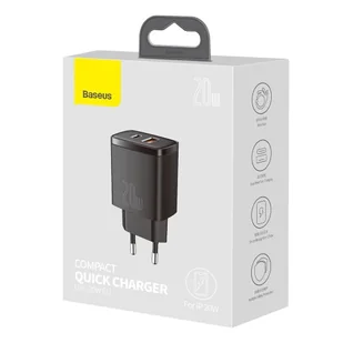 Baseus Compact szybka ładowarka sieciowa USB / USB Typ C 20W 3A Power Delivery Quick Charge 3.0 czarny (CCXJ-B01) - Ładowarki do telefonów - miniaturka - grafika 5