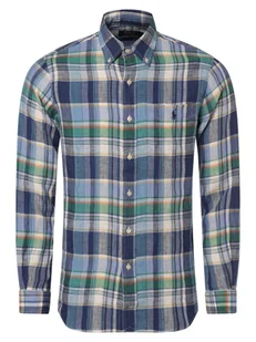 Polo Ralph Lauren Koszula męska Mężczyźni Regular Fit len niebieski|zielony w kratkę, L - Koszule męskie - miniaturka - grafika 1