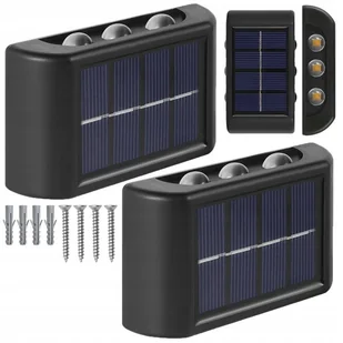 2x KINKIET SOLARNY ŚCIENNA LAMPA SOLARNA LAMPKI OGRODOWE CZUJNIK ZMIERZCHU - Lampy ogrodowe - miniaturka - grafika 1