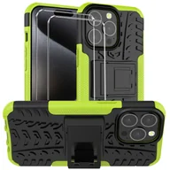Etui i futerały do telefonów - zestaw ochronny 2 w 1 dla Apple iPhone 12 Pro Max składa się z 2x szklanej osłony ekranu 9H i 1x silikonowego etui - osłona w kolorze zielonym - miniaturka - grafika 1