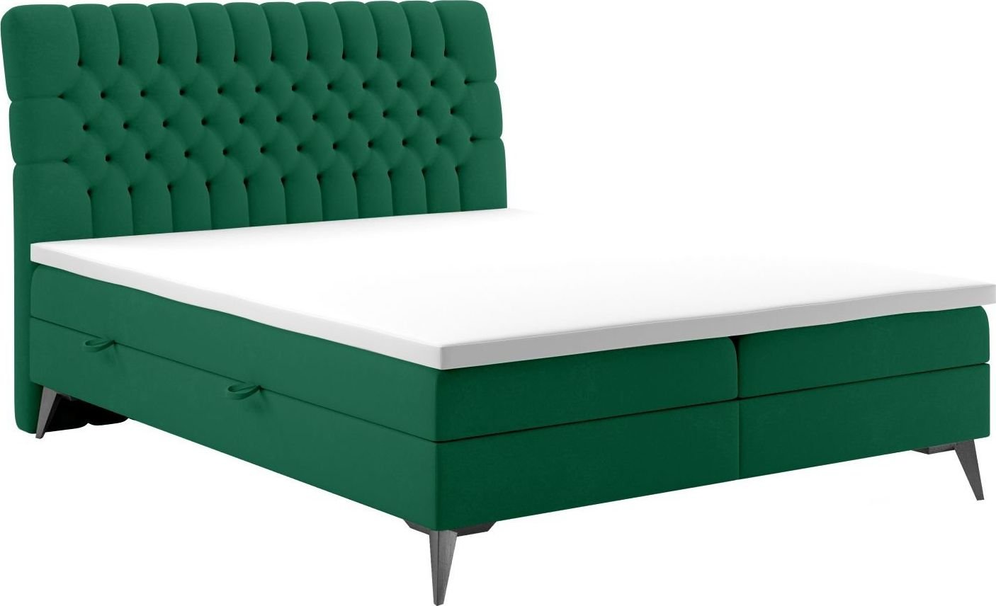 LAVERTO Łóżko kontynentalne BETAFO 180x200 zielone velvet z pojemnikiem