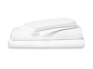 Prześcieradła - Prześcieradło bawełniane hotelowe 160 x 280 bez gumki kolor gładki biały - miniaturka - grafika 1