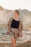 Komplety damskie - Beżowo zielone kwiaty1 - miniaturka - grafika 1