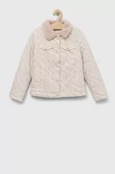 Kurtki i płaszcze dla dziewczynek - Guess kurtka jeansowa dziecięca kolor beżowy - miniaturka - grafika 1