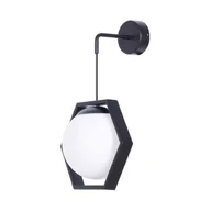 Lampy ścienne - Kaja ALFRED OLSZEWSKI Kinkiet z kloszem w czarnej geometrycznej ramce K-4789 z serii FAVO - miniaturka - grafika 1