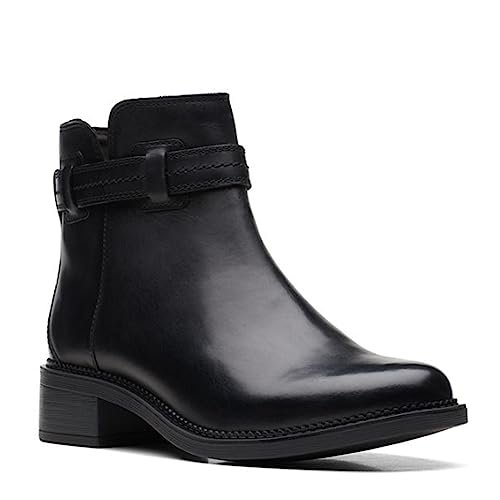 Clarks Maye Ease damskie botki, Czarna skóra, 40 EU