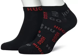 Skarpetki męskie - HUGO Męskie skarpetki 2P AS LOGOALLOVER CC Ankle_Socks, czarne 1, 39-42, czarny (Black1), 39-42 - grafika 1