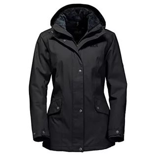 Kurtki damskie - Jack Wolfskin damskie Park Avenue Jacket kurtka zimowa wodoszczelna wiatroodporny oddychająca kurtka chroniąca przed wpływem warunków pogodowych, czarny, s 1107743-6000002 - grafika 1