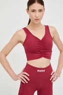 Bielizna sportowa damska - Guess biustonosz sportowy kolor bordowy - miniaturka - grafika 1
