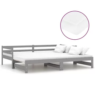 Łóżko wysuwane, szare, lite drewno sosnowe, VidaXL, 2x90x200 cm - Łóżka - miniaturka - grafika 1