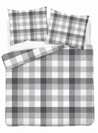 Pościel - Pościel satynowa 180x200 Szara w kratę – klasyczny minimalizm, 100% bawełna - Home Satin - miniaturka - grafika 1