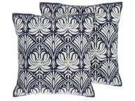 Poduszki dekoracyjne - Beliani Zestaw poduszek dekoracyjnych w ornamenty 45 x 45 cm niebieski NEMESIA - miniaturka - grafika 1