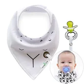 Śliniaki i fartuszki - Chusta / śliniak z zawieszką na smoczek- biała III - miniaturka - grafika 1