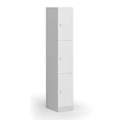 Szafki biurowe - Szafka ubraniowa ze schowkami, 3 schowki, 1850 x 300 x 500 mm, zamek cylindryczny, drzwi laminowane, biała - miniaturka - grafika 1