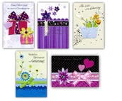 Kartki okolicznościowe i zaproszenia - Taunus 51-8484 ręcznie robione kartki z życzeniami na urodziny z tekstem w języku niemieckim zestaw 5 szt. - miniaturka - grafika 1