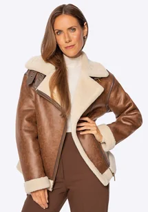 Damska kurtka oversize z imitacji zamszu brązowa - Kurtki damskie Damska kurtka oversize z imitacji zamszu brązowa - Kurtki damskie - miniaturka - grafika 1