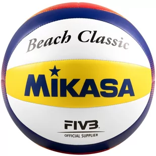 Piłka siatkowa plażowa Mikasa Beach Classic biało-żółto-niebieska BV552C-WYBR - Siatkówka - miniaturka - grafika 1