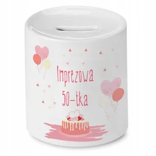 SKARBONKA PREZENT NA URODZINY 50 50te 50-te z Nadrukiem ze Zdjęciem + Opakowanie na prezent (wzór 04) - Skarbonki - miniaturka - grafika 1