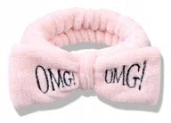 Ozdoby do włosów - OPASKA do włosów KOSMETYCZNA Różowa gumka z kokardą OMG do Makijażu makeup - miniaturka - grafika 1