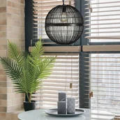 Lampy sufitowe - Globo Żyrandol Hermi II metalowa plecionka czarna Ø 40cm - miniaturka - grafika 1